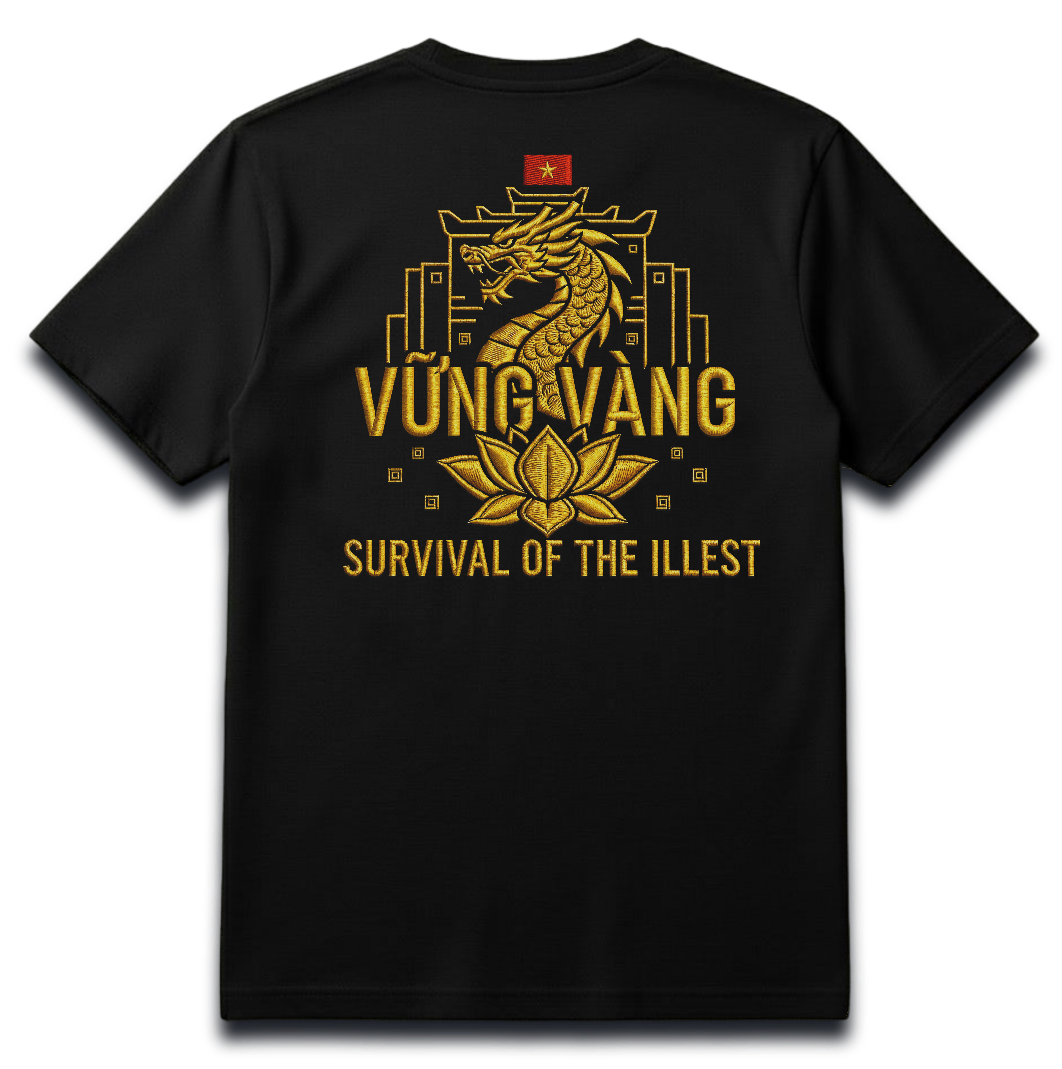 🇻🇳 Vietnamese Dragon Crest T-Shirt – Embroidery-Style Print | Vietnamese “Vững Vàng” | Survival of the Illest