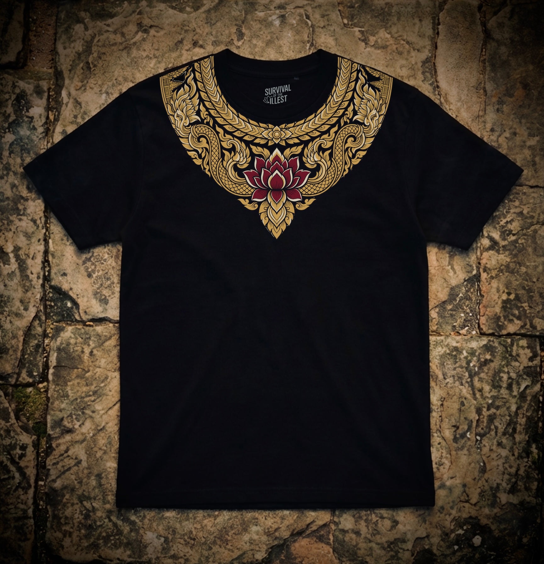 🇰🇭 Cambodian Nāga Lotus Crest T-Shirt | Khmer Heritage Edition | Survival of the Illest
